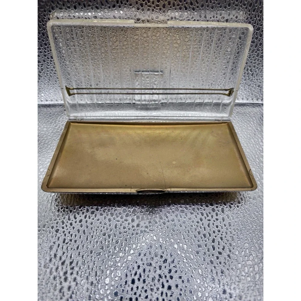 Vintage Mid Century Nudie Pin Up Girl Cigarette Case Gold Tone ** Cracked